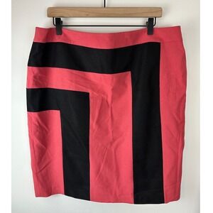 NINE WEST Woman Coral/Pink & Black Mesh Pencil Skirt | 16